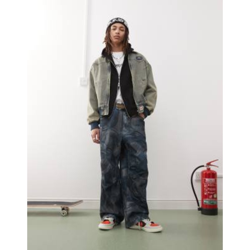 Aape by A Bathing Ape loose fit jacquard jeans in blue wash