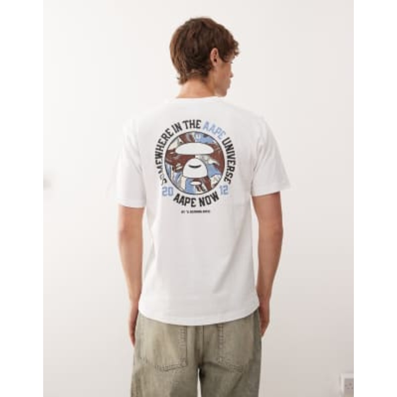 Aape by A Bathing Ape t-shirt in white with chest and back logo prints