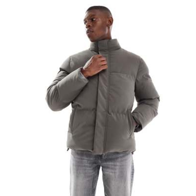 Brave Soul padded puffer jacket in taupe