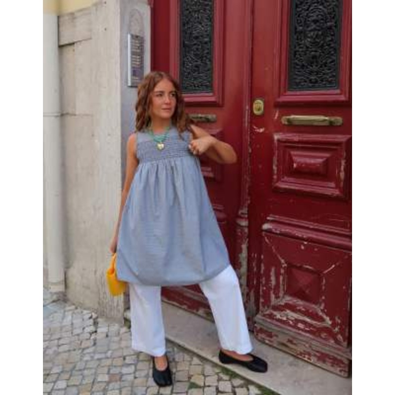 Labelrail x Rebecca Olivia gingham mini smock dress in black