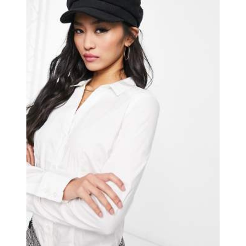 Vero Moda long sleeve shirt bodysuit in white