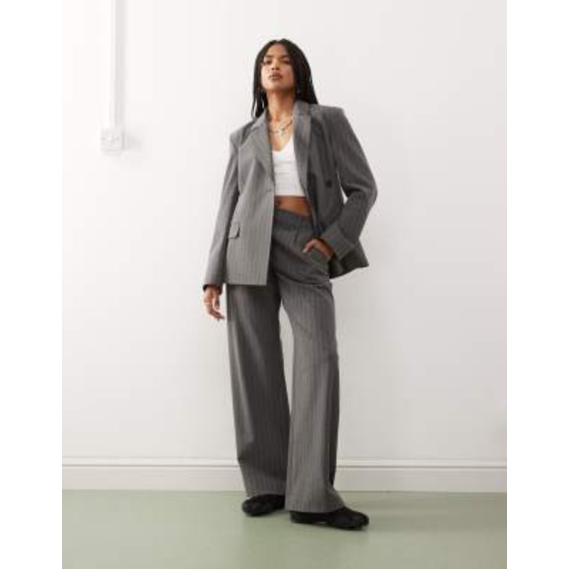 Weekday blazer set in gray melange stripe
