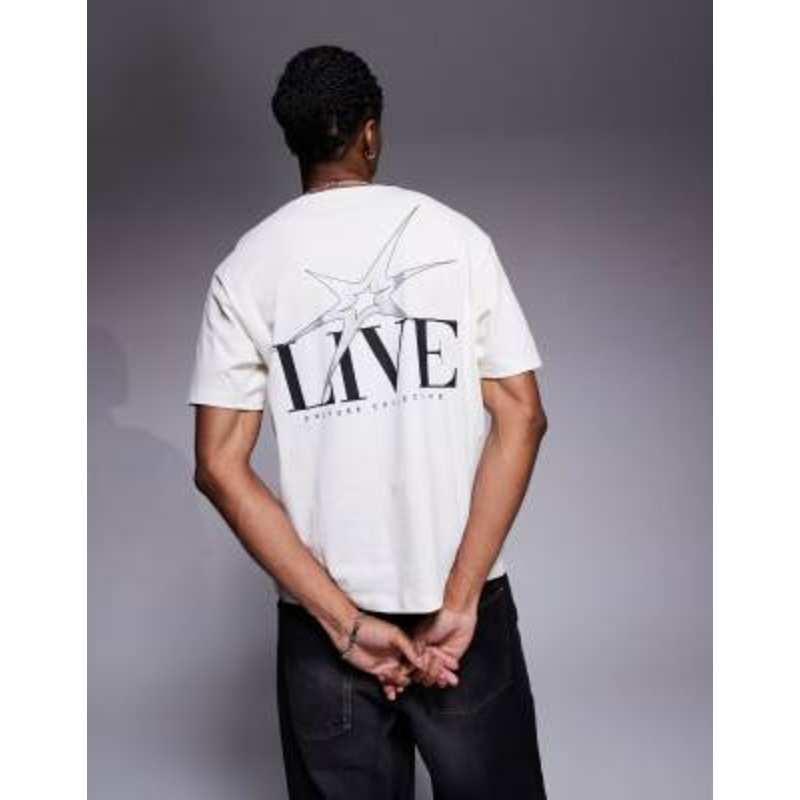ADPT oversized T-shirt with back graphic in cream