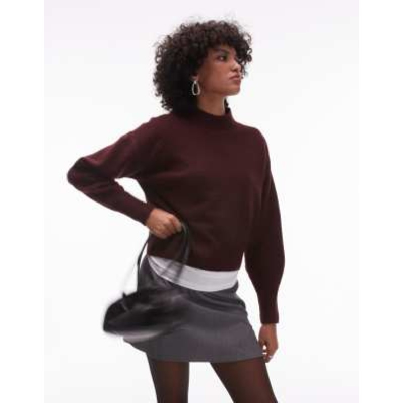 & Other Stories mock neck sweater in burgundy