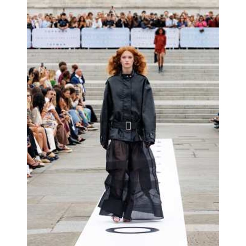 Topshop faux bubble leather short belted bomber jacket in black