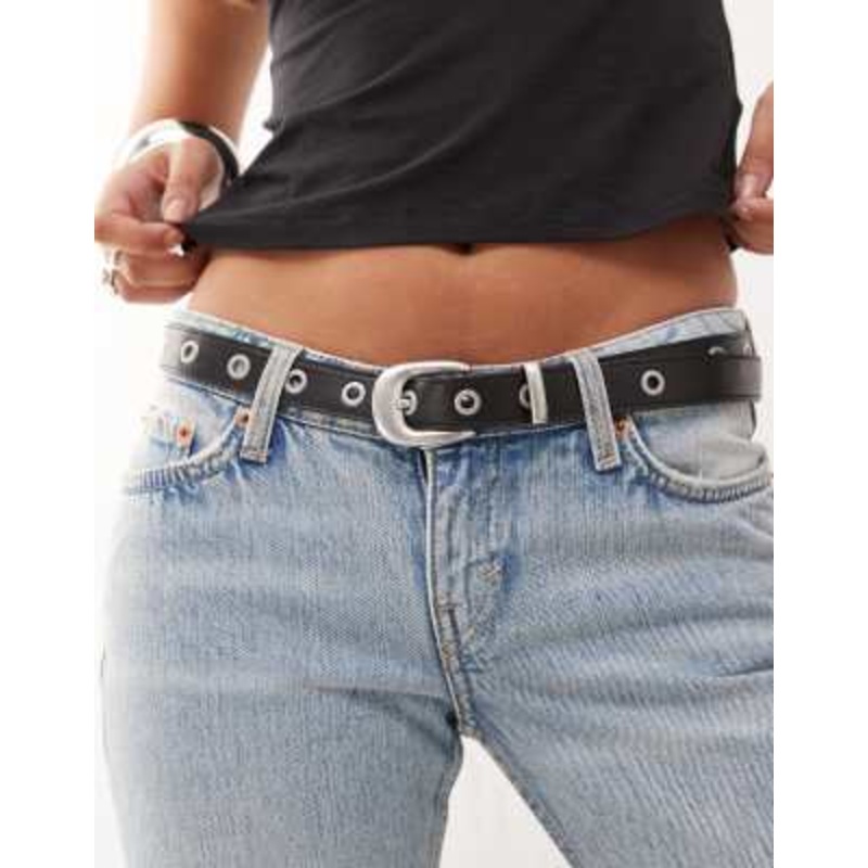 Weekday grommet belt in black