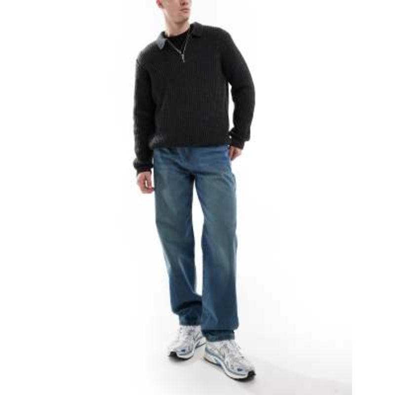 DTT rigid baggy fit jeans in light blue vintage tint