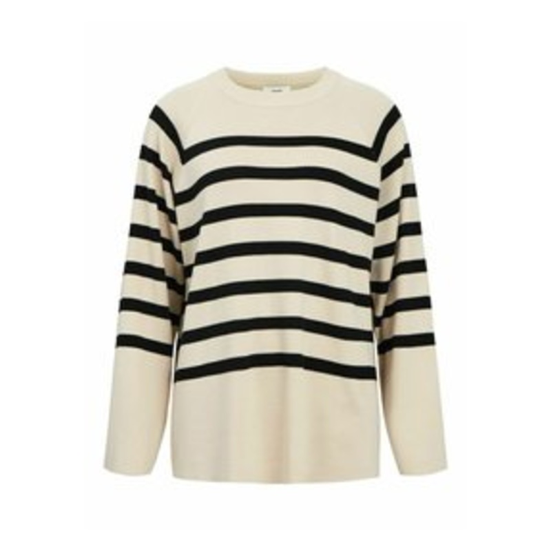 Object Strickpullover – sandshellstripes:black/sand