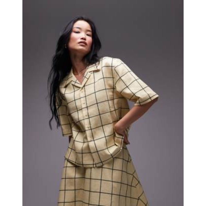 Topshop resort shirt in yellow windowpane plaid