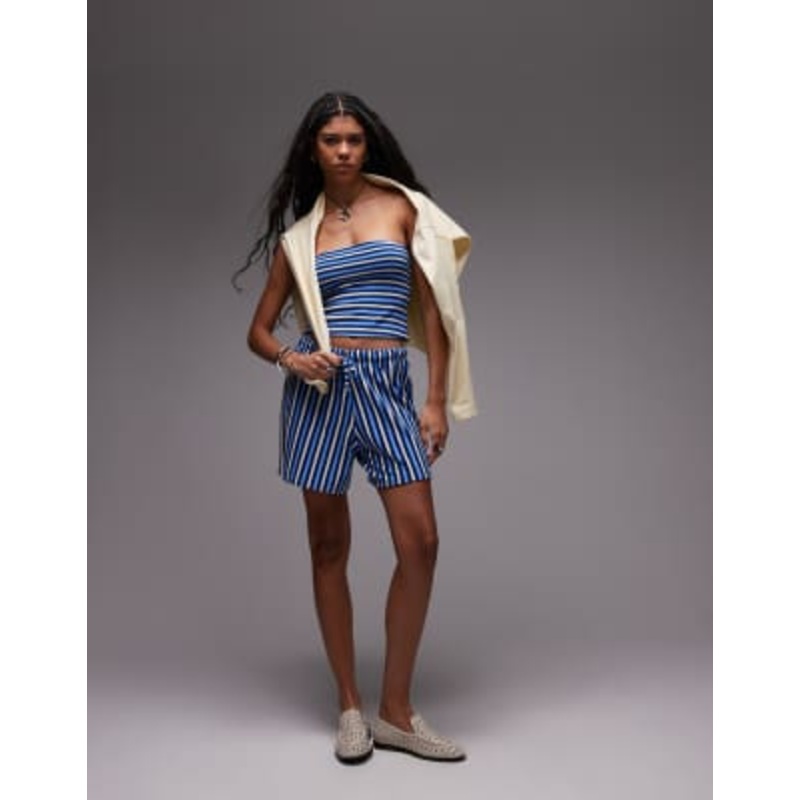 Topshop terrycloth stripe set in blue
