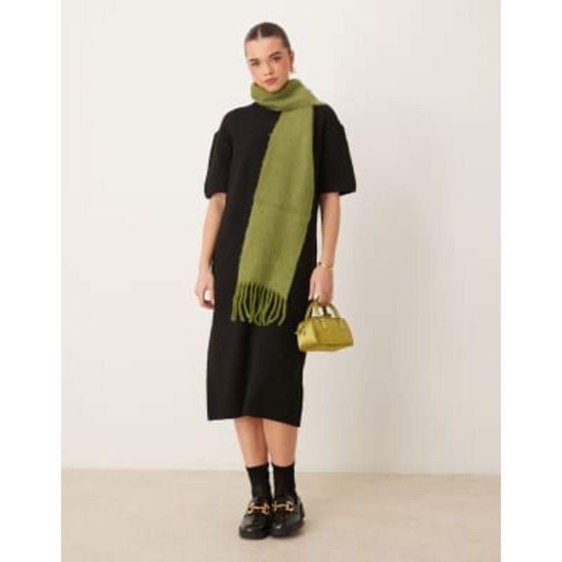 Gina Tricot knitted midaxi t-shirt dress in black