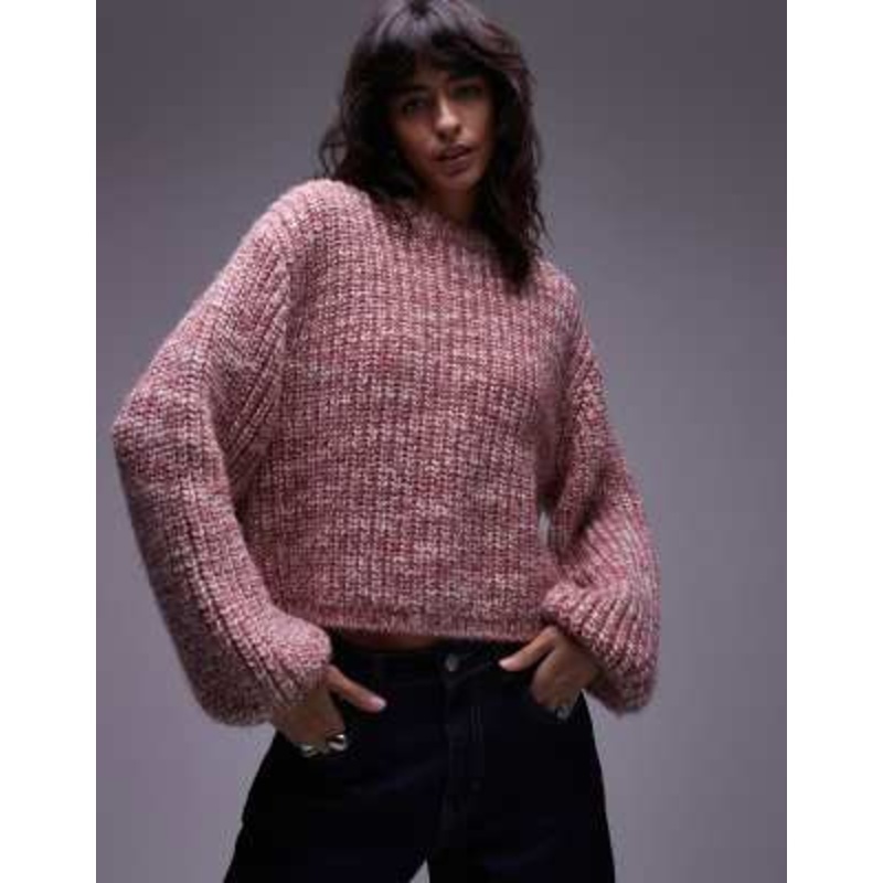 & Other Stories alpaca and wool chunky knit sweater in pink salt and pepper