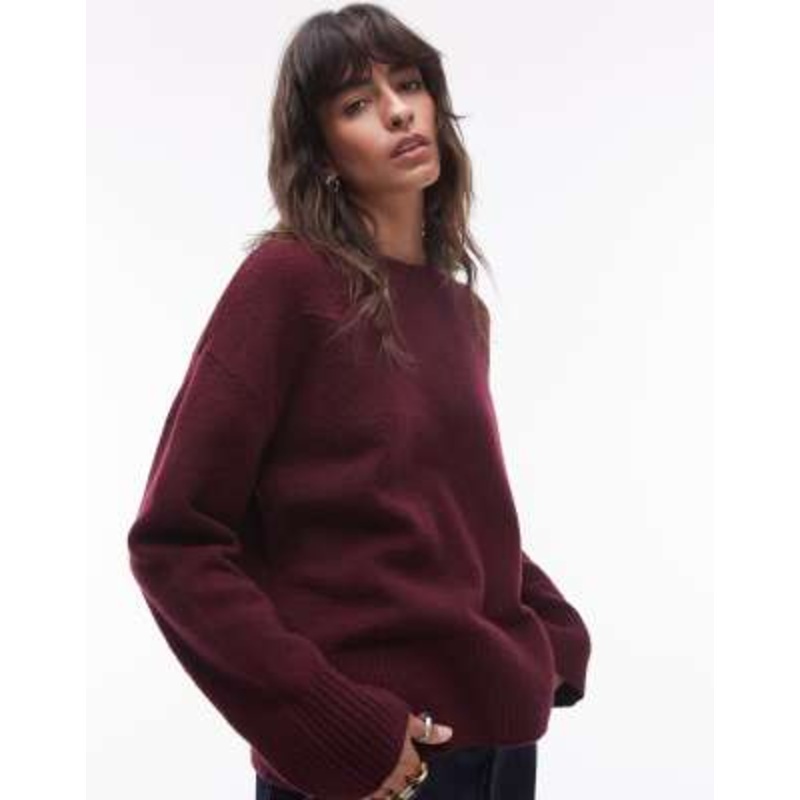 & Other Stories crew neck sweater in burgundy