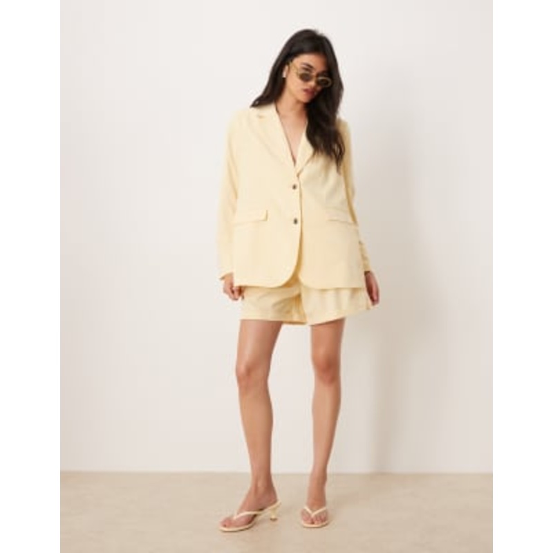 Vila Mix & Match 3 piece tailored shorts set in banana yellow