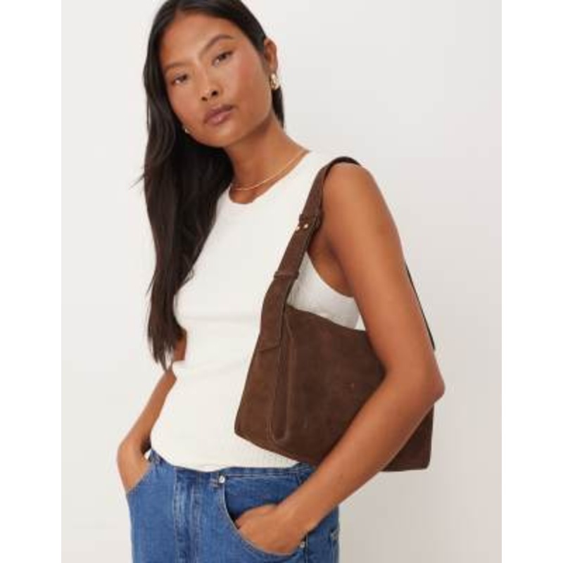 Accessorize suede shoulder bag in chocolate