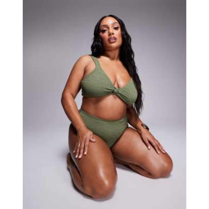 South Beach Curve zebra crinkle bikini in khaki