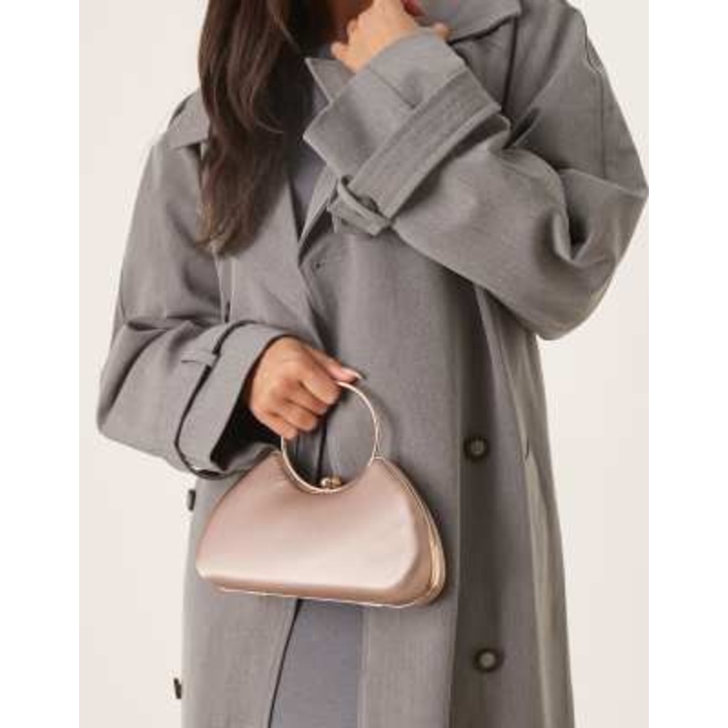 True Decadence satin top handle bag in taupe