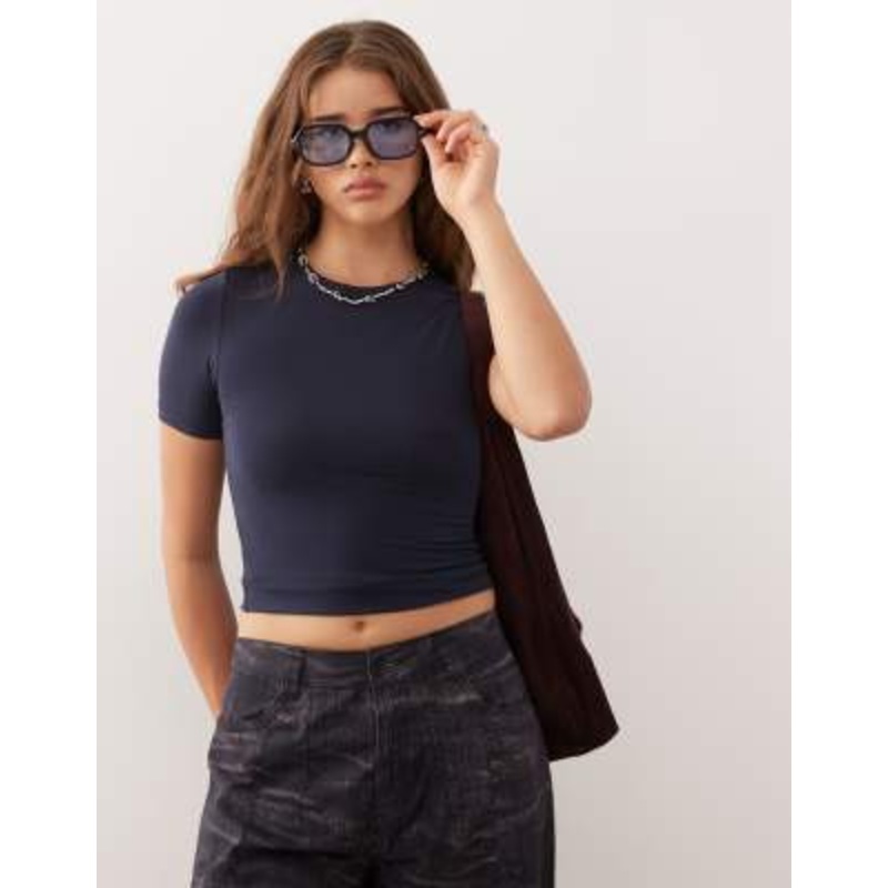 Weekday slim fit t-shirt in dark blue