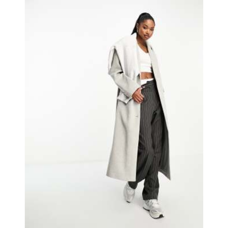 4th & Reckless longline wool look formal coat in gray