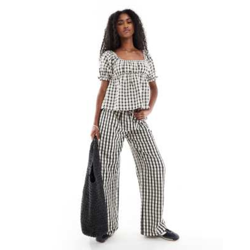 Daisy Street Boho milkmaid set gingham black