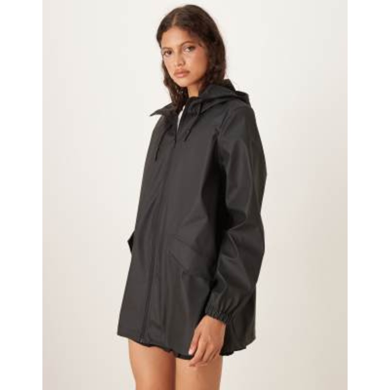 JDY longline hooded raincoat in black