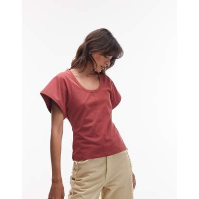 & Other Stories heavyweight t-shirt with wide sleeves in dark red