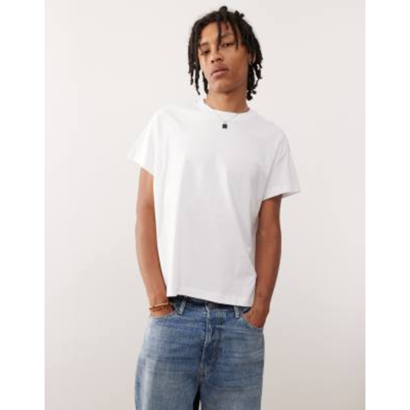 Weekday boxy fit T-shirt with cap sleeves in white