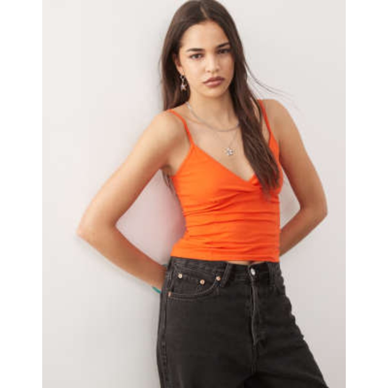 Weekday v neck cami top in orange