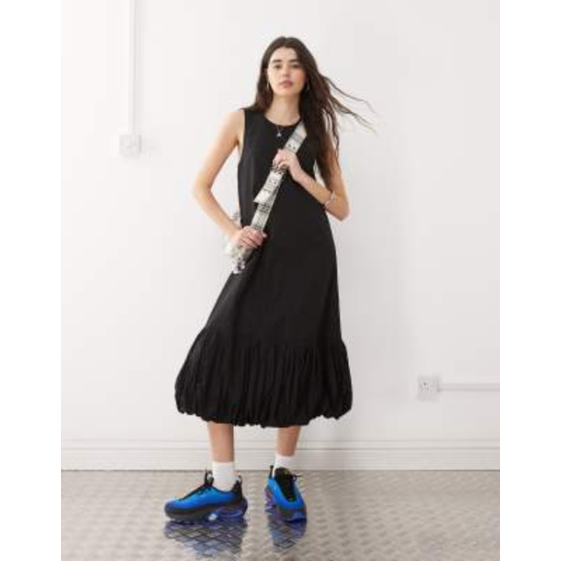 COLLUSION bubble hem maxi dress in black
