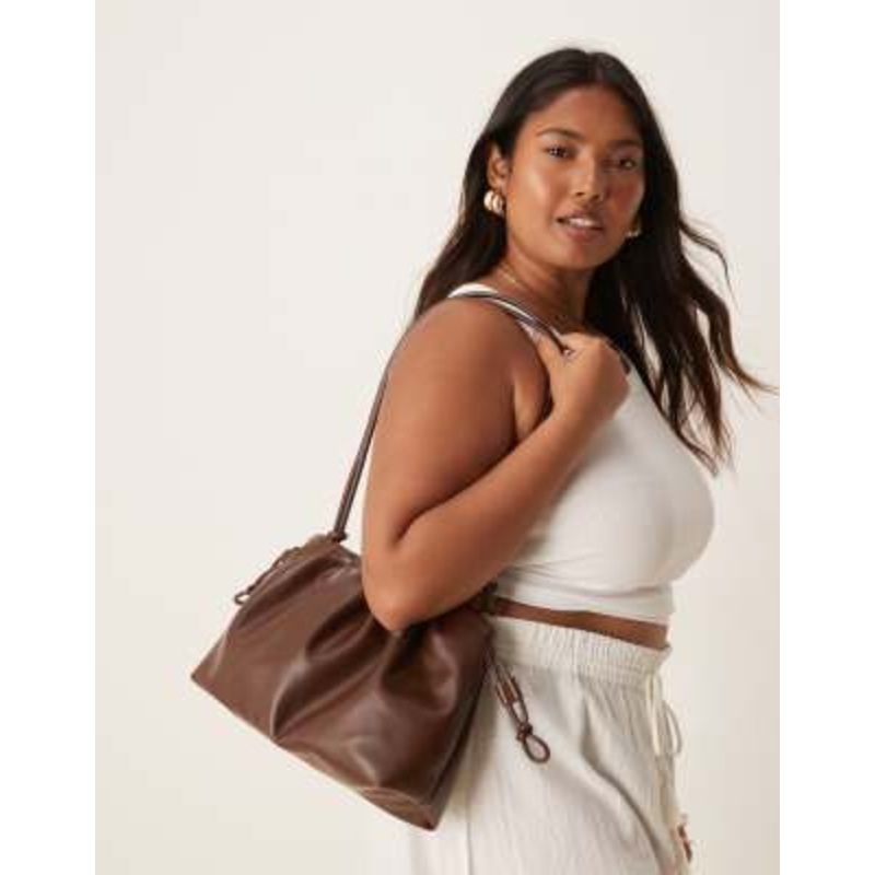 Gina Tricot pouch shoulder bag in dark brown