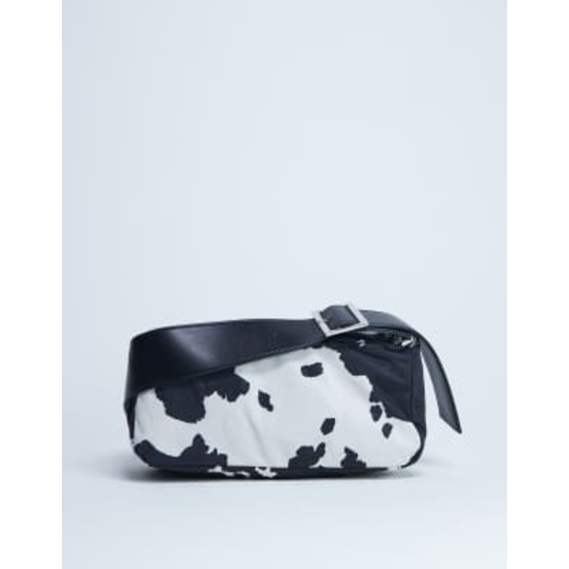 Topshop Kylie nylon cross body bag with contrast strap in cow print