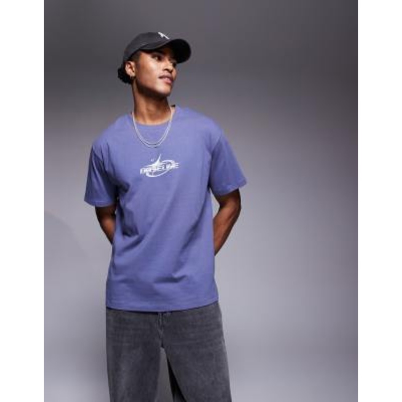 ADPT oversized T-shirt with back graphic in dark blue