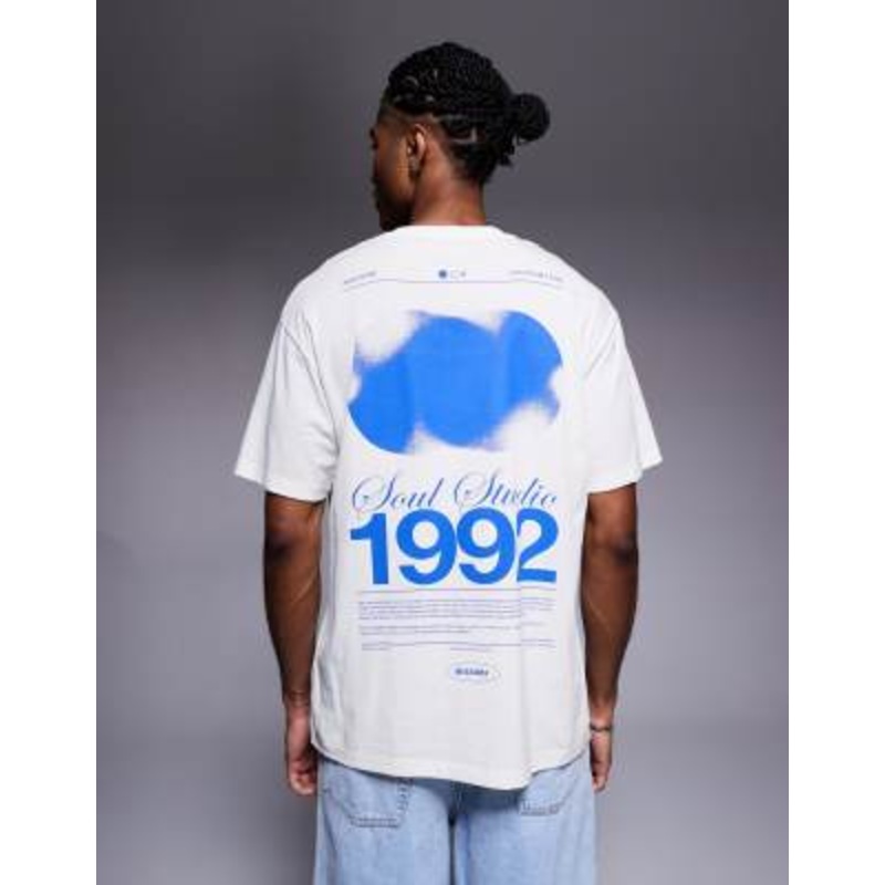 ADPT oversized T-shirt with soul back print in cream