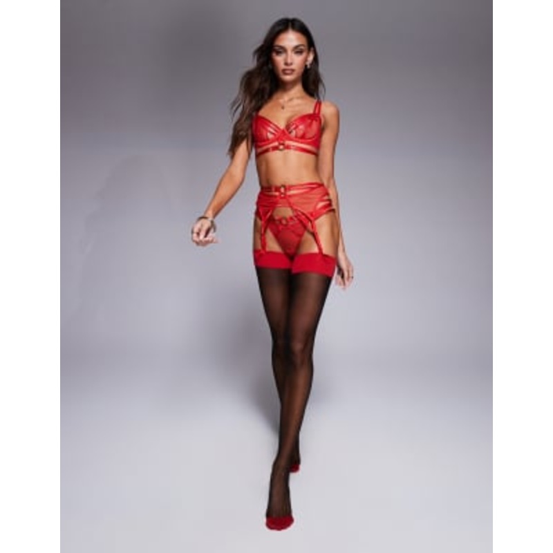 Ann Summers Capturing non padded balcony bra with strapping details in red
