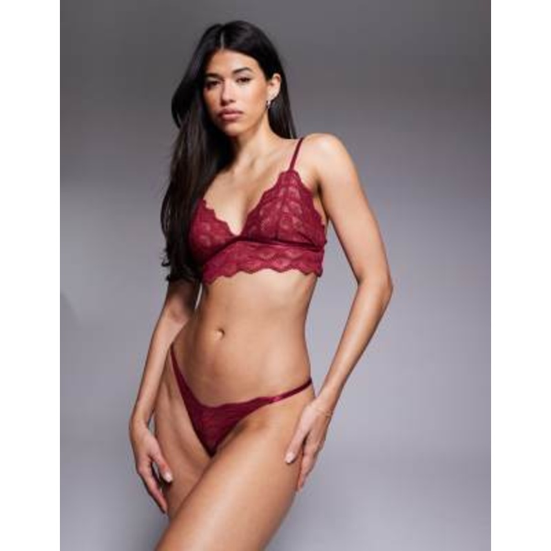DESIGN Bryn lace lingerie set in burgundy