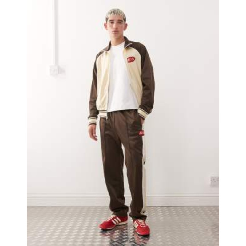 Ice Cream running dog zip through track jacket & sweatpants set in beige and brown