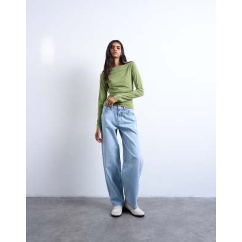 Topshop Lowrie low rise baggy jeans in bleach