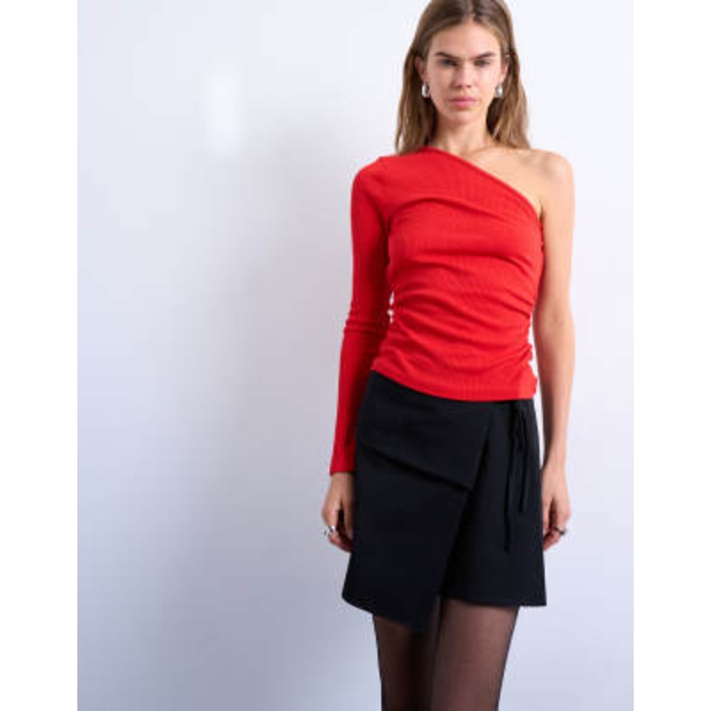 Topshop tailored wrap mini skirt in black