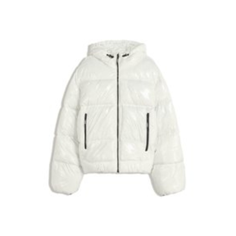 Bershka SHINY PUFFER WITH HOOD – Winterjacke – white/wei