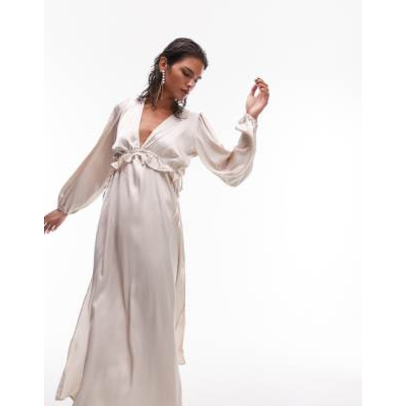 Topshop satin riviera midi dress in champagne