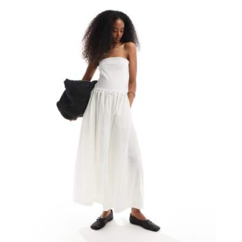 Vero Moda bandeau midi dress in white