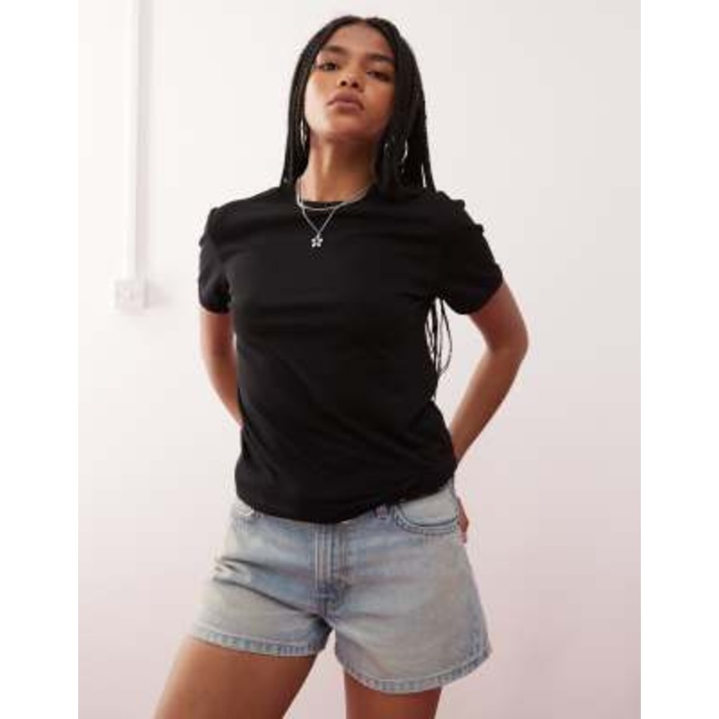 Weekday T-shirt with bound seams in black