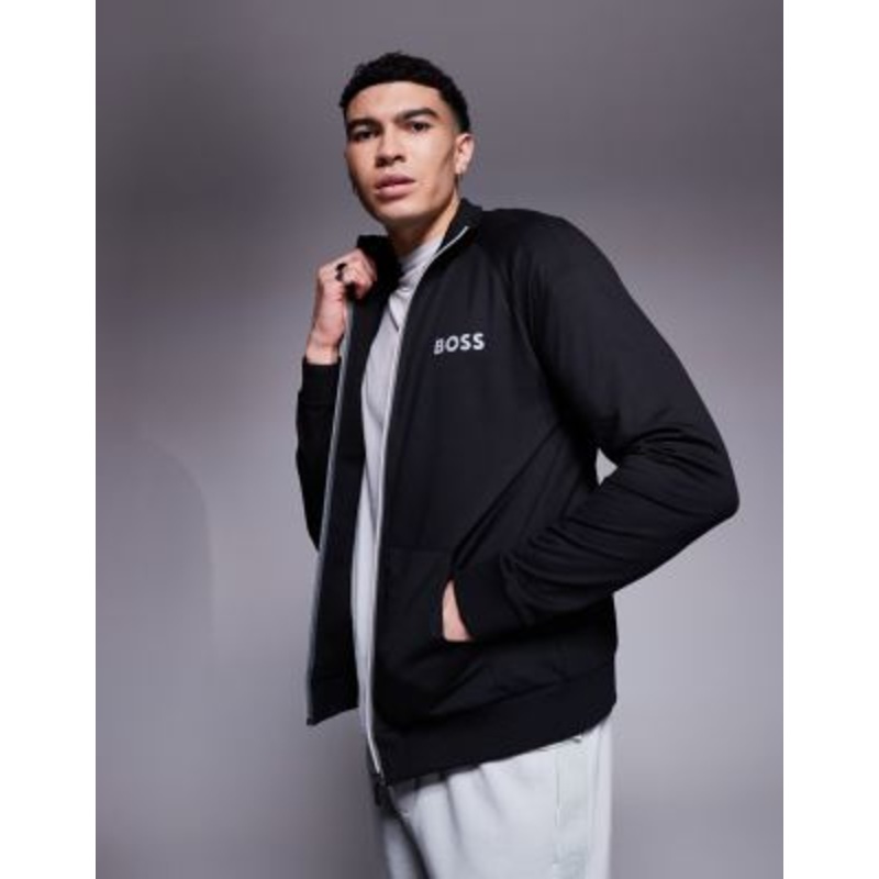 BOSS Bodywear Authentic full zip sweat jacket regular fit in black