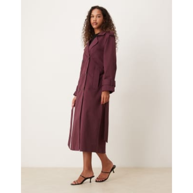 Nobody’s Child longline trench coat in burgundy