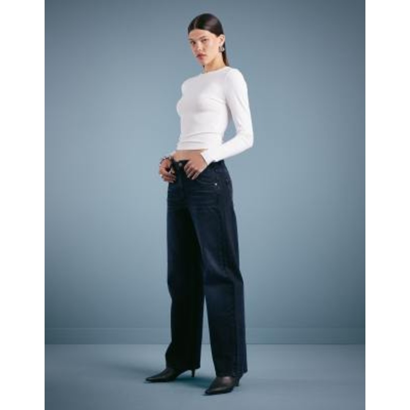 Weekday Nova low waist slim fit bootcut jeans in dark blue