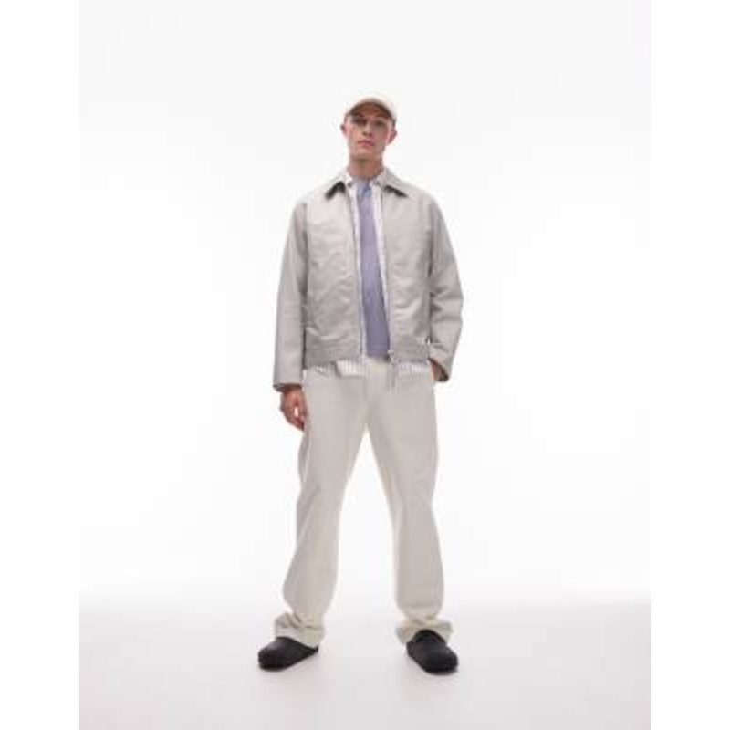 ARKET zip front minimalist workwear jacket with collar in mole