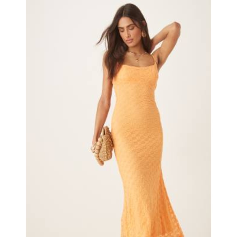 Bardot Adoni mesh midi dress in orange sorbet