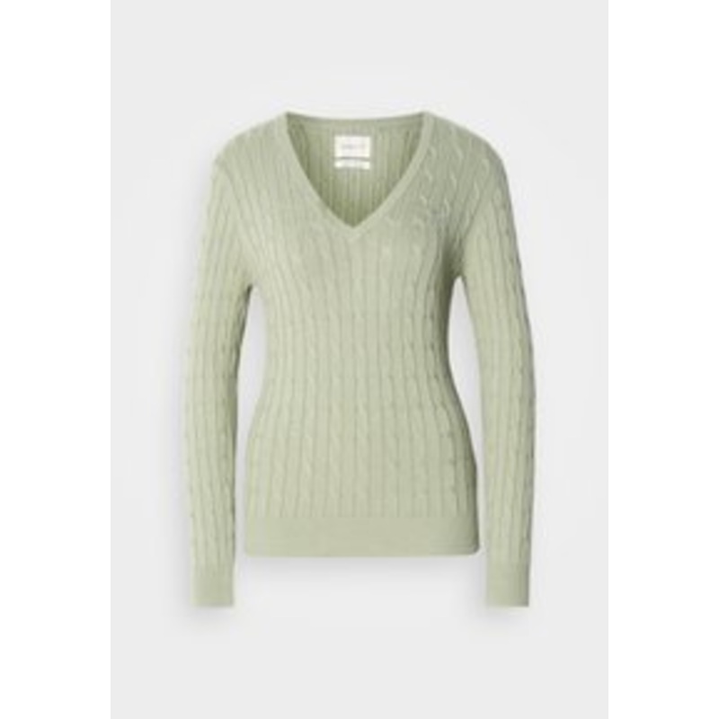 GANT STRETCH CABLE V-NECK – Strickpullover – faded sage/grn