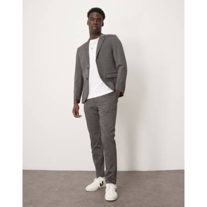 Selected Homme Noah slim fit jersey suit in dark gray