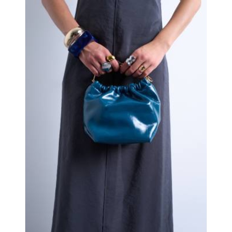 Topshop Gabriette metal trim handle grab bag in teal